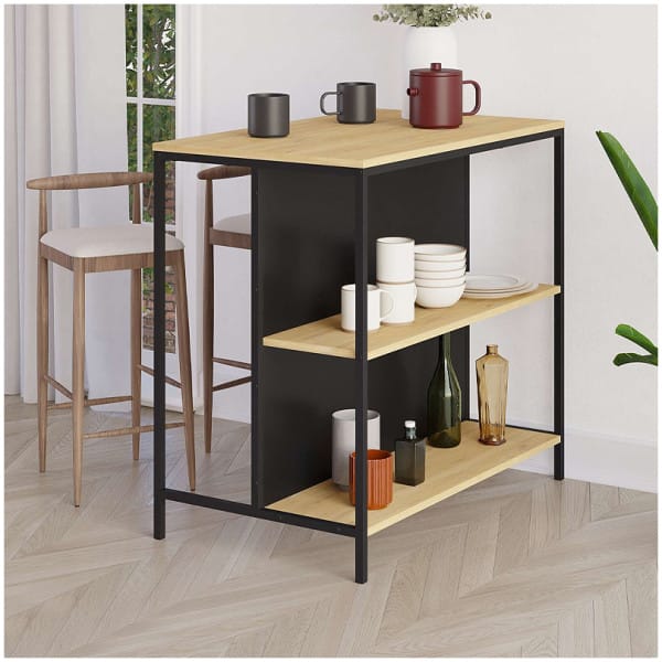 Τραπέζι μπαρ Detroit  χρώμα sapphire oak - silky black 100x60x95εκ. - Image 3