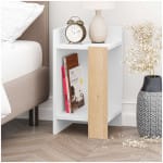 Κομοδίνο Elos  χρώμα λευκό - saphhire oak 30x31,7x55εκ.