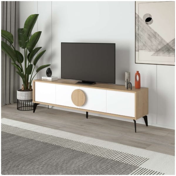 Έπιπλο τηλεόρασης Gora  χρώμα sapphire oak - λευκό 180x35,6x51εκ. - Image 3