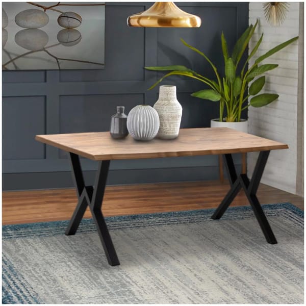 Τραπέζι Walter  Mdf - μεταλλικό χρώμα ακακίας 140x80x75εκ. - Image 5