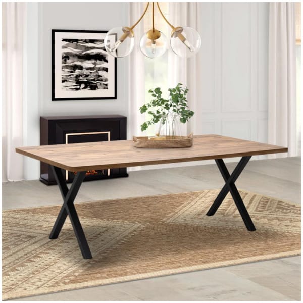 Τραπέζι Jeremy  Mdf - μεταλλικό χρώμα ακακίας 200x100x75εκ. - Image 4