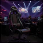 Καρέκλα γραφείου Gaming Alonso  από τεχνόδερμα χρώμα μαύρο 67x70x125/135 εκ. - Image 4