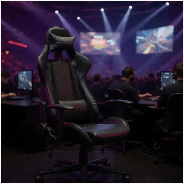 Καρέκλα γραφείου Gaming Alonso  από τεχνόδερμα χρώμα μαύρο 67x70x125/135 εκ. - Image 4
