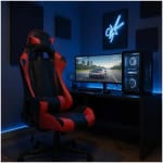 Καρέκλα γραφείου Gaming Alonso  από τεχνόδερμα χρώμα κόκκινο - μαύρο 67x70x125/135 εκ. - Image 4