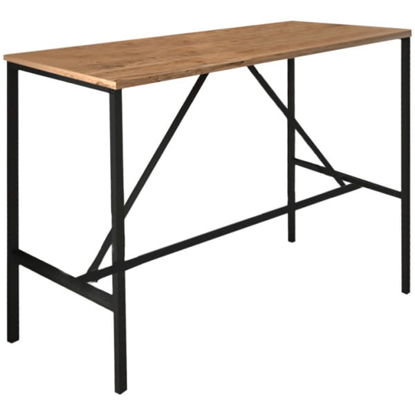 Τραπέζι μπαρ - stand Crego  μεταλλικό - μελαμίνης χρώμα pine oak - μαύρο 100x45x89εκ.