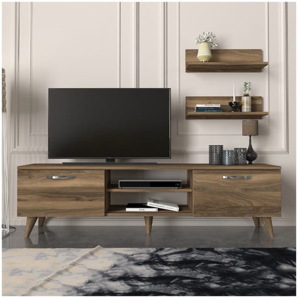 Έπιπλο τηλεόρασης Colin  χρώμα καρυδί 150x29,5x40,6εκ. - Image 3