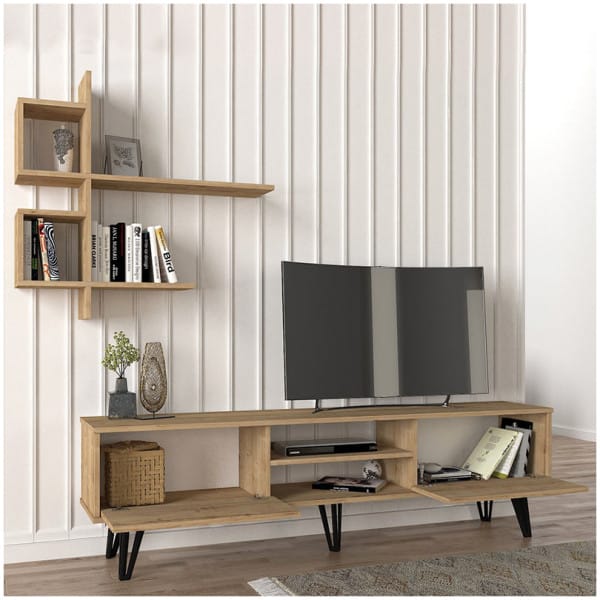 Σύνθεση τηλεόρασης Salerno  χρώμα sapphire oak 180x35x51εκ. - Image 2