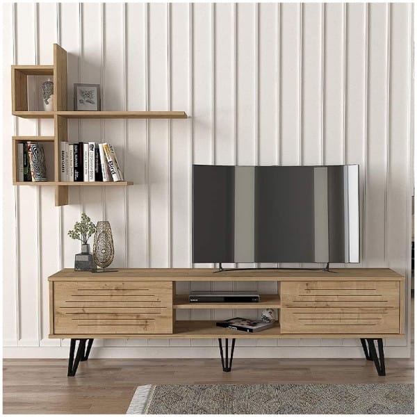 Σύνθεση τηλεόρασης Salerno  χρώμα sapphire oak 180x35x51εκ. - Image 3