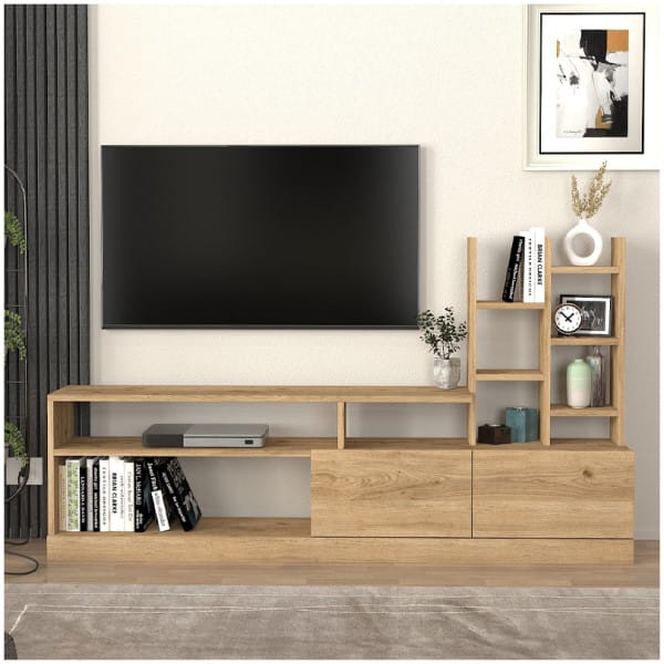 Σύνθεση τηλεόρασης Pesaro  χρώμα sepet oak 165x25x91,3εκ. - Image 3