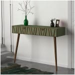Κονσόλα επιτοίχια Forest  χρώμα λαδί - καρυδί 120x35x89,3εκ.