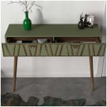Κονσόλα επιτοίχια Forest  χρώμα λαδί - καρυδί 120x35x89,3εκ. - Image 3