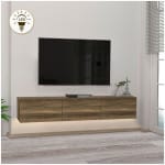 Έπιπλο τηλεόρασης επιτοίχιο Damla  με LED χρώμα καρυδί 180x29,5x29,5εκ.