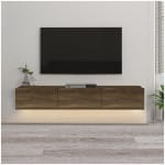 Έπιπλο τηλεόρασης επιτοίχιο Damla  με LED χρώμα καρυδί 180x29,5x29,5εκ. - Image 3