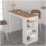 Τραπέζι μπαρ Monaco  χρώμα λευκό - sapphire oak 120x51,6x101,8εκ.