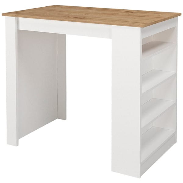 Τραπέζι μπαρ Monaco  χρώμα λευκό - sapphire oak 120x51,6x101,8εκ. - Image 5