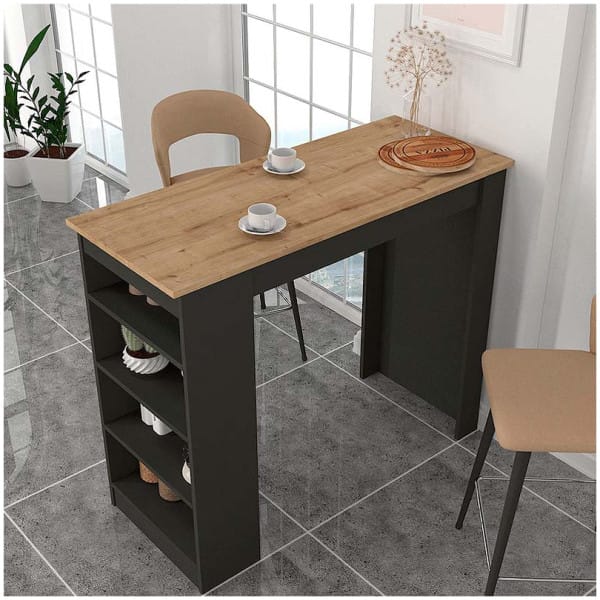 Τραπέζι μπαρ Monaco  χρώμα ανθρακί - sapphire oak 120x51,6x101,8εκ. - Image 4