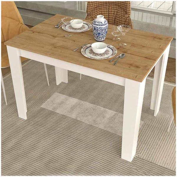 Τραπέζι Darlen  χρώμα λευκό - sapphire oak 110x72x74εκ.