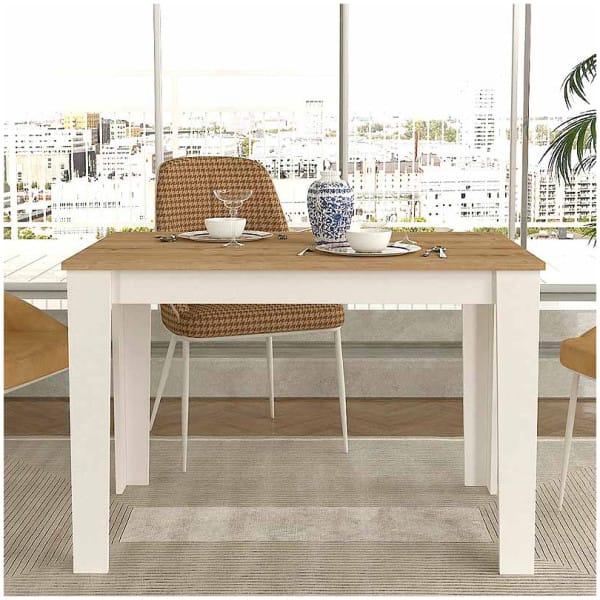 Τραπέζι Darlen  χρώμα λευκό - sapphire oak 110x72x74εκ. - Image 4