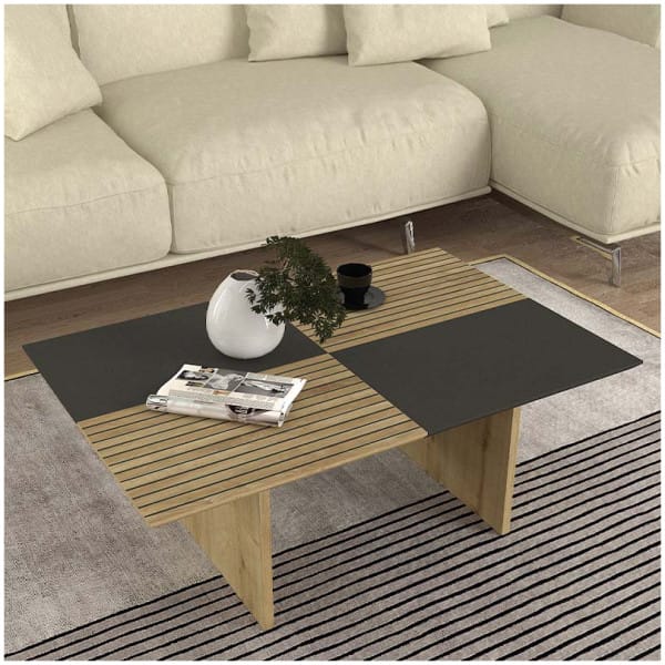 Τραπεζάκι σαλονιού Venita  χρώμα sapphire oak - ανθρακί 90x60x33,8εκ. - Image 1