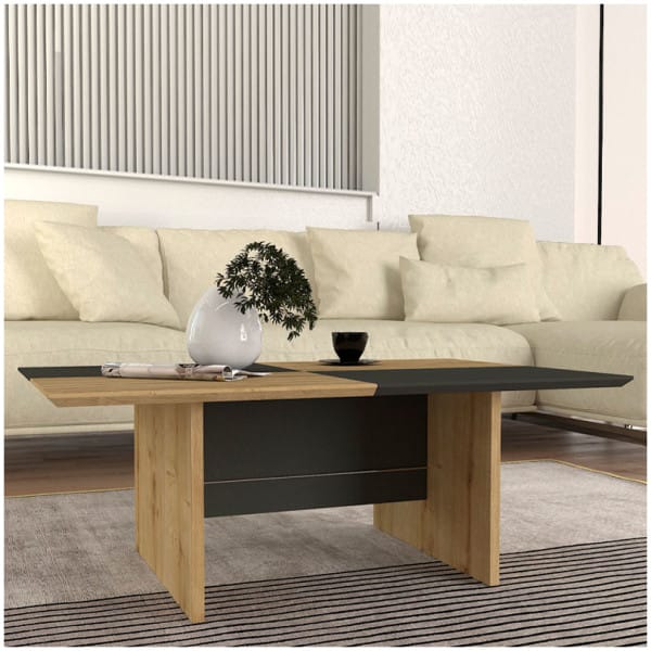 Τραπεζάκι σαλονιού Venita  χρώμα sapphire oak - ανθρακί 90x60x33,8εκ. - Image 4