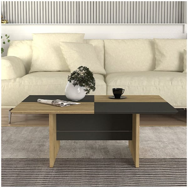Τραπεζάκι σαλονιού Venita  χρώμα sapphire oak - ανθρακί 90x60x33,8εκ. - Image 5