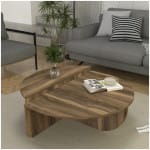 Τραπεζάκι σαλονιού Nilvia  χρώμα καρυδί Ø85x35εκ.