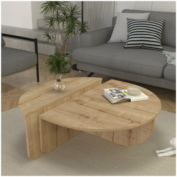 Τραπεζάκι σαλονιού Nilvia  χρώμα sapphire oak Ø85x35εκ. - Image 4