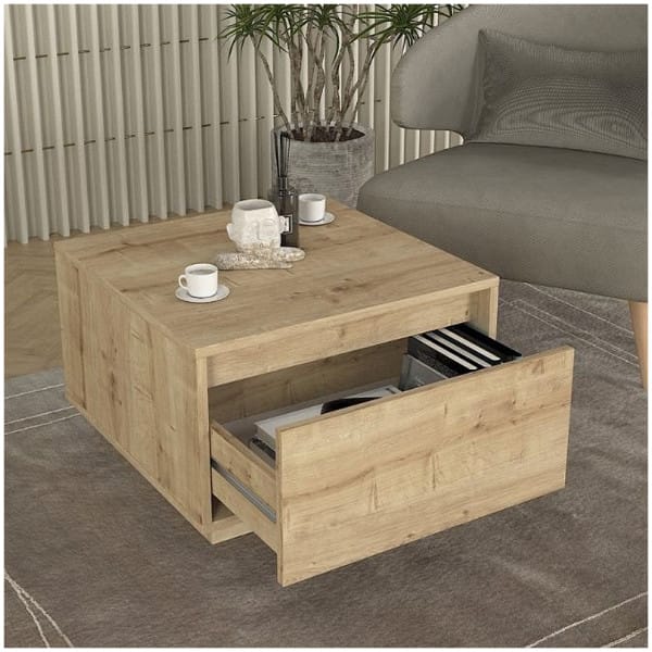 Τραπεζάκι σαλονιού Pura  χρώμα sapphire oak 60x60x40εκ. - Image 4