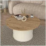 Τραπεζάκι σαλονιού Bohema  χρώμα ivory - sepet oak Ø85x43,2εκ.