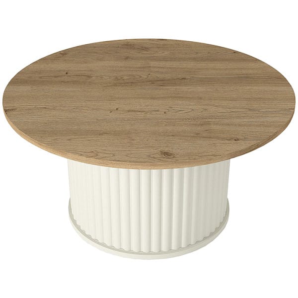 Τραπεζάκι σαλονιού Bohema  χρώμα ivory - sepet oak Ø85x43,2εκ. - Image 3