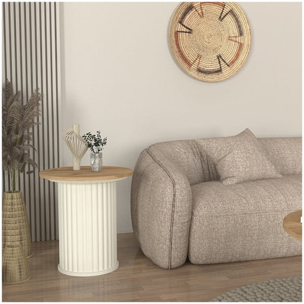 Τραπεζάκι βοηθητικό Bohema  χρώμα ivory - sepet oak Ø50x53,2εκ. - Image 3