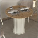 Τραπέζι Bohema  χρώμα ivory - sepet oak Ø90x77,7εκ.