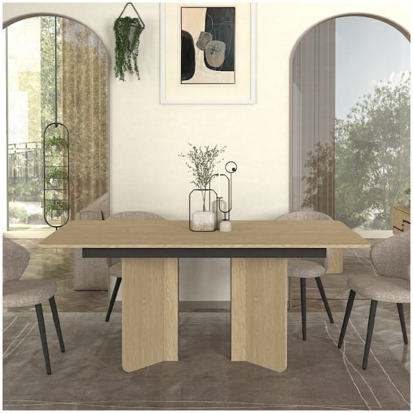 Τραπέζι Lava  χρώμα rota oak - ανθρακί 180x90x76,8εκ. - Image 4