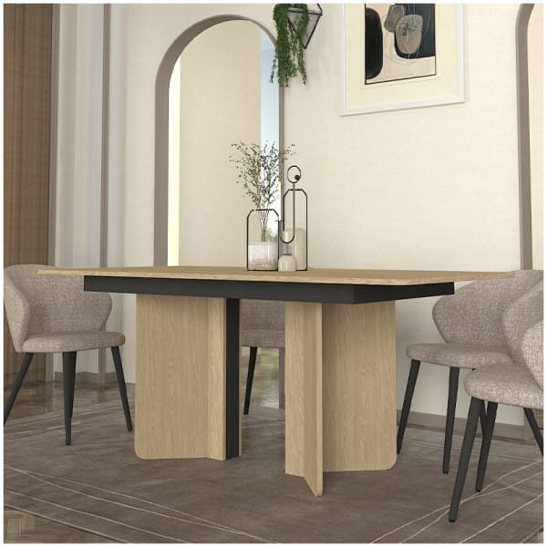 Τραπέζι Lava  χρώμα rota oak - ανθρακί 180x90x76,8εκ. - Image 5