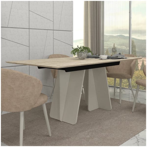 Τραπέζι Sevilla  χρώμα sandstone - travertine 180x90x75εκ. - Image 4