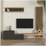 Σύνθεση τηλεόρασης Dumont  χρώμα ανθρακί - sepet oak 240x36,8x200εκ.