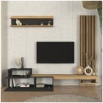 Σύνθεση τηλεόρασης Dumont  χρώμα ανθρακί - sepet oak 240x36,8x200εκ. - Image 2