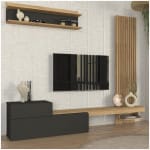 Σύνθεση τηλεόρασης Dumont  χρώμα ανθρακί - sepet oak 240x36,8x200εκ. - Image 3
