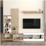 Σύνθεση τηλεόρασης Vermont  χρώμα λευκό - sepet oak 240x40x192εκ. - Image 2