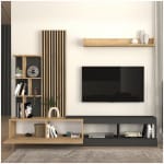 Σύνθεση τηλεόρασης Vermont  χρώμα ανθρακί - sepet oak 240x40x192εκ. - Image 2