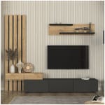 Σύνθεση τηλεόρασης Rosaline  χρώμα ανθρακί - sepet oak 233x31,3x196,8εκ.
