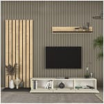 Σύνθεση τηλεόρασης Nagini  χρώμα ivory - sapphire oak - ανθρακί 260x39,4x203,6εκ. - Image 2