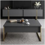 Τραπεζάκι σαλονιού Luxe  χρώμα ανθρακί - χρυσό 90x60x40εκ. - Image 3