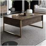 Τραπεζάκι σαλονιού Luxe  χρώμα καρυδί - χρυσό 90x60x40εκ. - Image 2