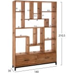 ΒΙΒΛΙΟΘΗΚΗ ROMULUS HM9803 ΑΝΑΚΥΚΛΩΜΕΝΟ ΞΥΛΟ ΤΕΑΚ ΜΕ 2 ΣΥΡΤΑΡΙΑ 140x30x210,5Yεκ. - Image 2