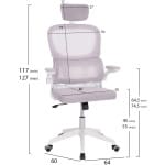 ΚΑΡΕΚΛΑ ΓΡΑΦΕΙΟΥ BASTON HM18236.03 ΓΚΡΙ MESH & ΛΕΥΚΟΣ PP ΣΚΕΛΕΤΟΣ 64x60x127Υεκ. - Image 2