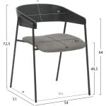 ΚΑΡΕΚΛΑ ΤΡΑΠΕΖΑΡΙΑΣ KORIN HM9975.02 ΜΕΤΑΛΛΟ & ΞΥΛΟ ΜΑΥΡΟ-ΥΦΑΣΜΑ ΓΚΡΙ 54x51x72,5Υεκ - Image 2
