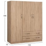 ΝΤΟΥΛΑΠΑ 3ΦΥΛΛΗ CARLY HM384.02 ΜΕ ΔΥΟ ΣΥΡΤΑΡΙΑ SONAMA 150X55Χ180Υεκ. - Image 2