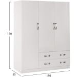 ΝΤΟΥΛΑΠΑ 3ΦΥΛΛΗ CARLY HM384.05 ΜΕ ΔΥΟ ΣΥΡΤΑΡΙΑ ΛΕΥΚΗ 150X55Χ180Υεκ. - Image 2