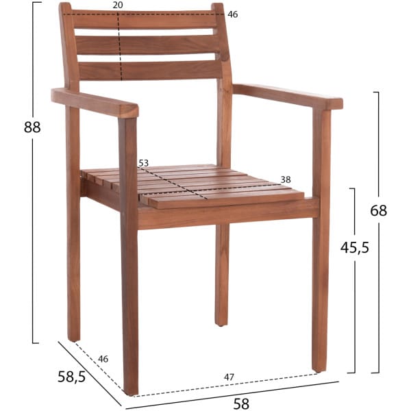 ΠΟΛΥΘΡΟΝΑ KEMPO HM6358 ΞΥΛΟ TEAK ΣΕ ΦΥΣΙΚΟ--58x58,5x88Υεκ. - Image 2